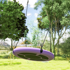 AIYAPLAY 100cm Diameter Nest Swing Seat for Kids with Height Adjustable Hanging Ropes for Outdoor, Playground, Garden, Purple