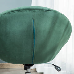 HOMCOM Swivel Dressing Stool, Velvet-feel Upholstered Vanity Chair, Adjustable Height Tub Makeup Chair with Button Tufting and Thick Padding, Breakfast Dining Chair, Green