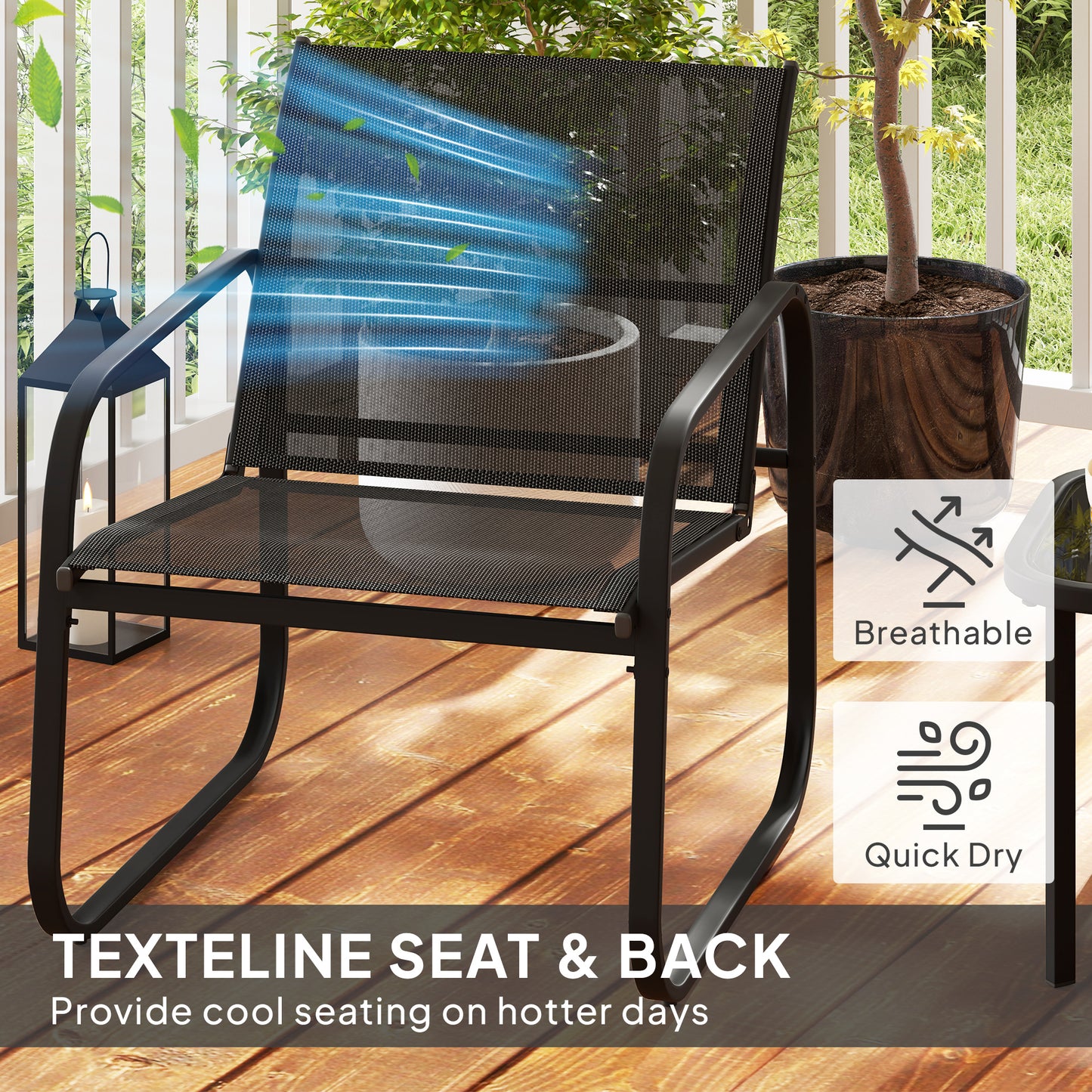 Outsunny Three-Piece Garden Seating Set - Black