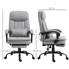 Vinsetto Office Chair, Ergonomic Desk Chair with 6-Point Vibration Massage and Lumbar Heating, Computer Chair with Lumbar Support Pillow, 155√Ç¬∞ Reclining Back and Footrest, Grey