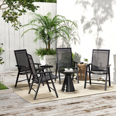 Outsunny Set of 4 Foldable Metal Garden Chairs Outdoor Patio Park Dining Seat Furniture Black