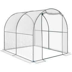 Outsunny Walk-in Polytunnel Greenhouse with Roll-up Door Transparent Tunnel Greenhouse with Steel Frame and PVC Cover, 2.5 x 2m