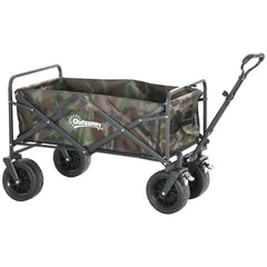 Outsunny 95L Folding Steel Frame Garden Trolley, with Handle - Multicolour