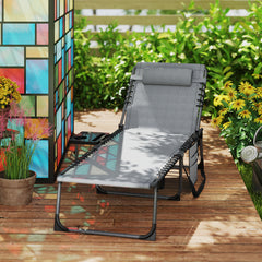 Outsunny Five-Position Reclining Sun Lounger - Grey