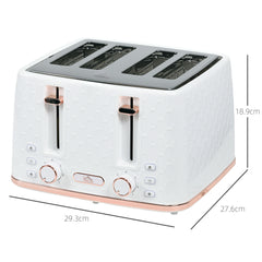 HOMCOM Four-Slice Honeycomb Toaster - White