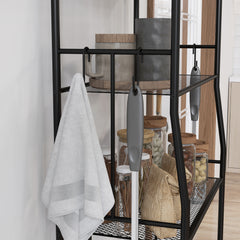 HOMCOM Five-Tier Steel Frame Kitchen Shelving Unit - Black