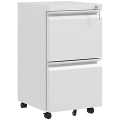 Vinsetto 2-Drawer Mobile Filing Cabinet, Steel Lockable File Cabinet for Letter, A4 and Legal Size, Pre-Assembled Body, White