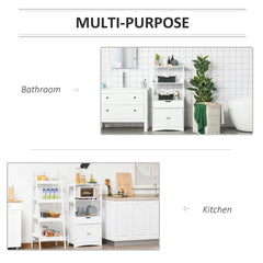 kleankin Bathroom Floor Cabinet, Free Standing Kitchen Cupboard with Shelves, Drawer and Doors, Storage Organizer for Living Room, White