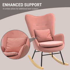 HOMCOM Velvet-Feel Rocking Armchair - Pink