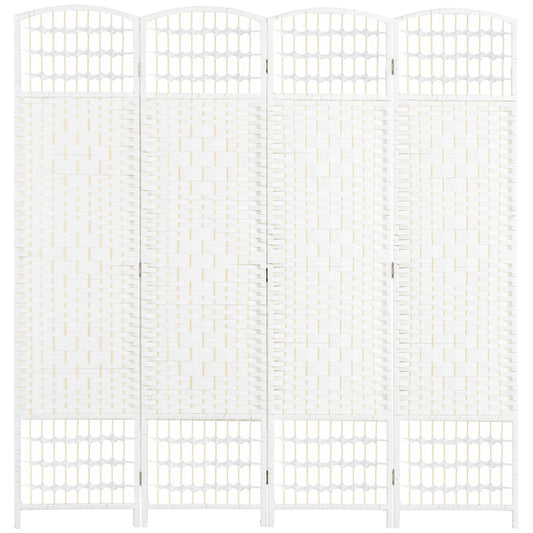 HOMCOM 4 Panel Folding Room Divider, Privacy Screen, Freestanding Paravent Partition Separator for Living Room, Bedroom and Office, 160 x 170cm, White