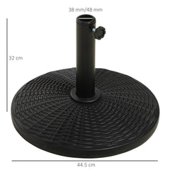 Outsunny 11.5 kg Plastic and Cement Rattan Pattern Parasol Base - Black