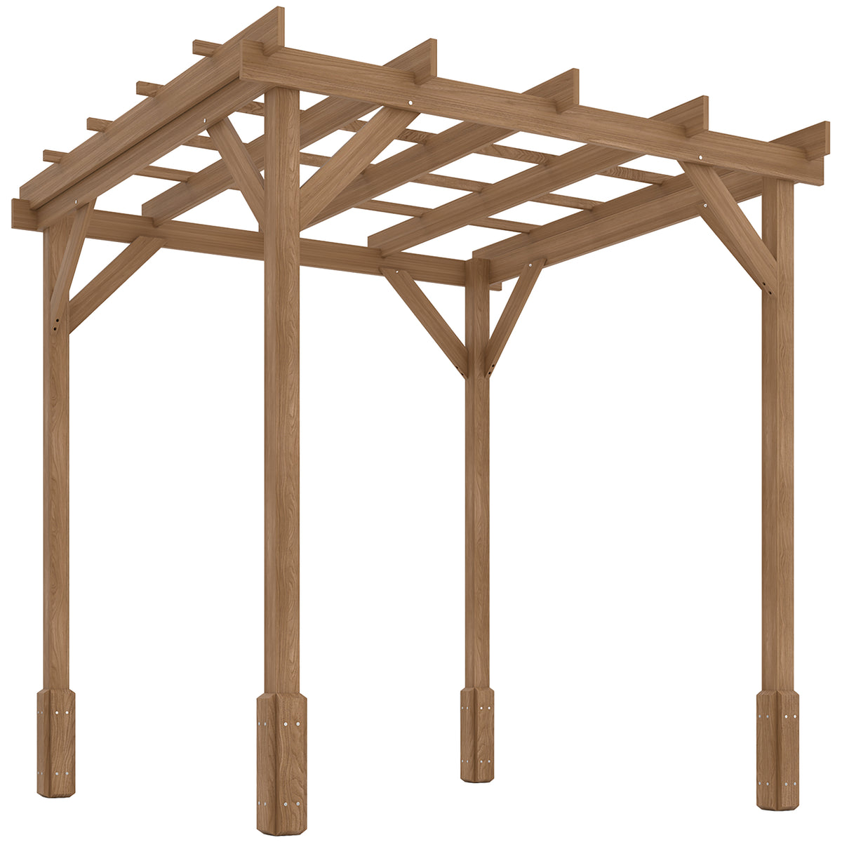 Outsunny 2 x 2m Wooden Pergola Kit, Decorative Garden Gazebo Shelter with Stable Structure for Climbing Vines, Flowers, Dark Brown