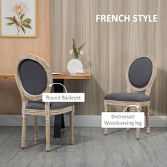 HOMCOM Set of Two French-Inspired Wooden Dining Chairs - Grey