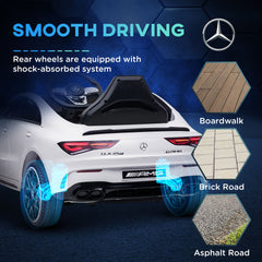 AIYAPLAY Mercedes-Benz AMG CLA 45 Licensed 12V Kids Electric Car Ride on Car w/ Remote, Suspension Lights Music Horn - White