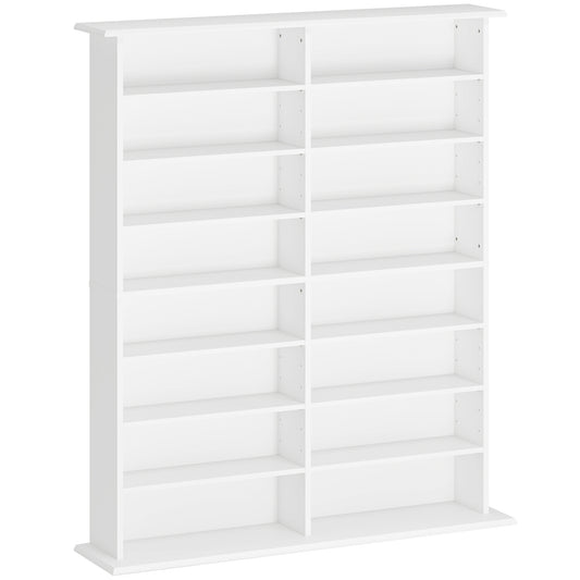 HOMCOM 16-Compartment Media Shelf- White