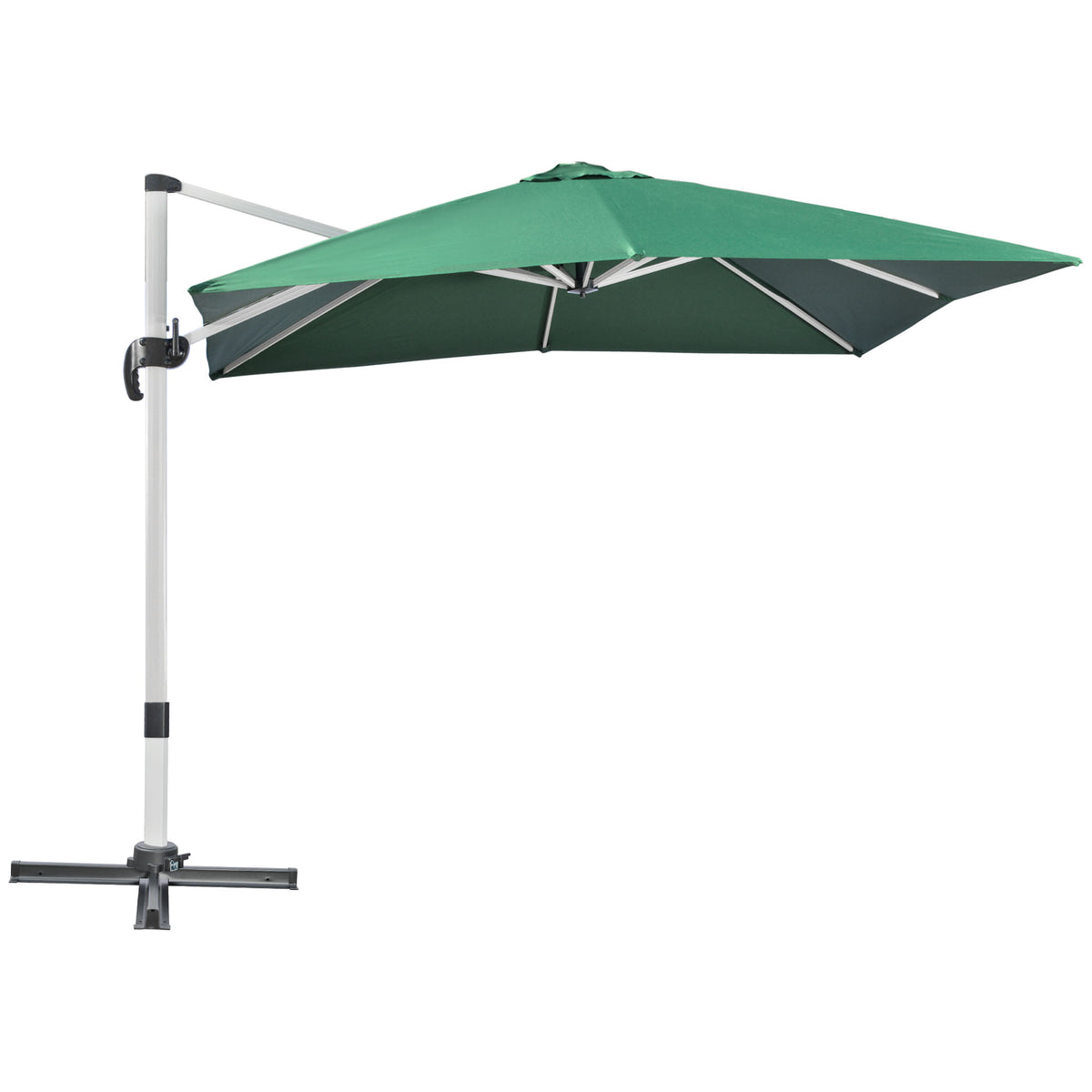 Outsunny 3 x 3(m) Cantilever Roma Parasol, Square Garden Umbrella with Cross Base, Crank Handle, Tilt, 360√Ç¬∞ Rotation and Aluminium Frame, Green