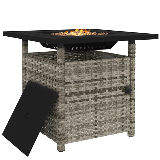 Outsunny 72.5 x 72.5cm 50,000 BTU Fire Pit Table, with Cover - Grey