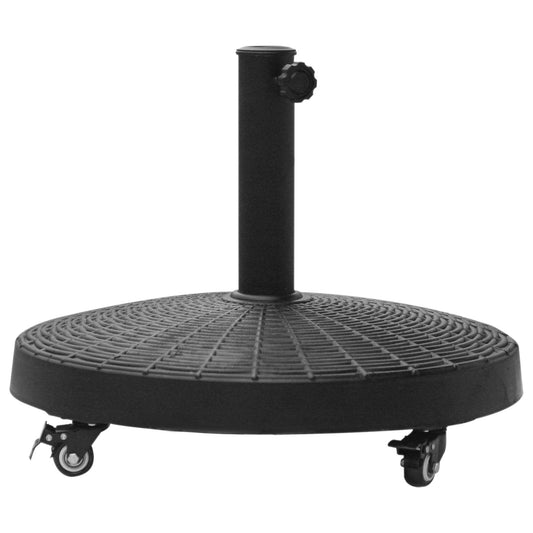 Outsunny 22.7kg Resin Patio Parasol Base Umbrella Stand Weight Deck Garden Sunshade Holder Round w/ Wheels Brakes Outdoor