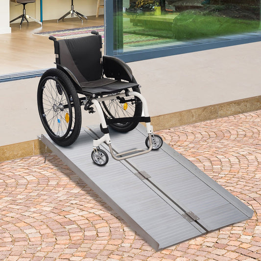 HOMCOM 4ft Folding Aluminum Wheelchair Ramp Scooter Portable Mobility Assist Suitcase Access Aid Disabled