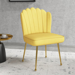 HOMCOM Velvet-Feel Shell Accent Chair - Yellow