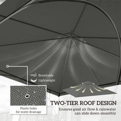 Outsunny 3x3(m) Replacement Gazebo Canopy, Double Tier Roof Top for Garden, Patio, Outdoor, Grey (TOP ONLY)