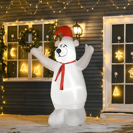 HOMCOM 6ft Tall Outdoor Inflatable Bear Airblown Projection Holiday Christmas Lawn D√É¬©cor