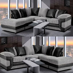 Swansea II Jumbo Cord Brown and Beige Corner Sofa - Left and Right Arm