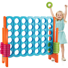 Giant 4 in A Row Game Set with 42 Jumbo Rings and Sliders-Blue