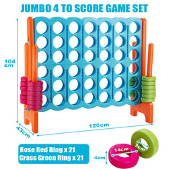 Giant 4 in A Row Game Set with 42 Jumbo Rings and Sliders-Blue