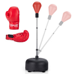 Punching Bag with Stand and Gloves-Red