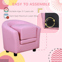 كرسي بذراعين للأطفال من HOMCOM Kids Toddler Sofa مع حشوة سميكة، وسائد قدم مضادة للانزلاق، 30 × 28 × 21 سم، وردي