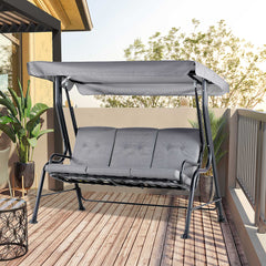 Outsunny Outdoor 3-person Metal Porch Swing Chair Bench, Grey