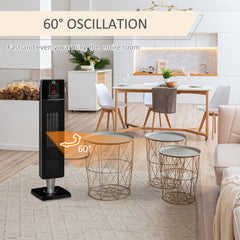 HOMCOM 31 Inch Space Heater, 1000W/2000W Ceramic Electric Heater and Fan, Overheating & Tip-Over Protection, 8H Timer, 60√Ç¬∞ Oscillation, Portable Heater for Home