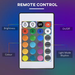 مصباح أرضي HOMCOM RGB، مصباح زاوية قابل للتعتيم مع جهاز تحكم عن بعد وتأثيرات 16 لونًا، إضاءة LED عصرية لغرفة المعيشة وغرفة النوم وغرفة الألعاب، أقصى طاقة 5 وات