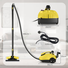 1.8L Steam Cleaner 2000W with 15 Piece Accessory Set-Yellow