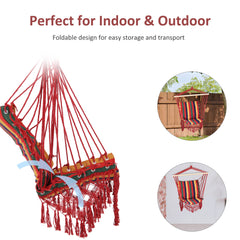 Outsunny Hammock Chair Swing Colourful Striped Tree Hanging Seat Porch Indoor Outdoor Fabric Garden Furniture