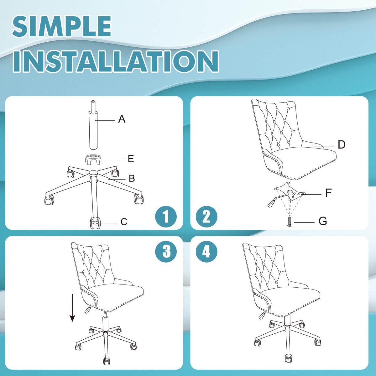 Adjustable 360° Swivel Accent Armchair-Turquoise
