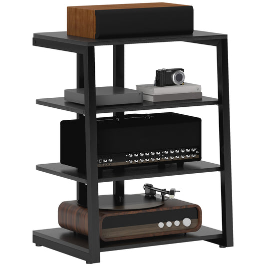 HOMCOM HiFi Stand, with Four Storage Shelves - Black