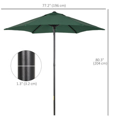 Outsunny 2m Garden Parasol Umbrella, Outdoor Sun Shade with 6 Sturdy Ribs for Balcony, Bench, Garden, Green