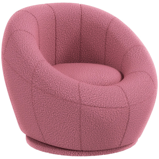 HOMCOM Modern Accent Chair, Swivel Upholstered Armchair for Living Room, Bedroom, Home Office, Pink