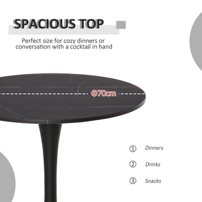 HOMCOM Modern Round Dining Table Leisure Coffee Bistro Table with Metal Base for Kitchen & Dining Room Black