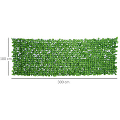 Outsunny 3 x 1m Artificial Leaf Wall - Green