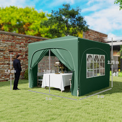 Outsunny 3 x 3m Pop-Up Gazebo Shelter, with Accessories - Dark Green