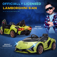 HOMCOM Lamborghini Sian Licensed 12V Kids Electric Ride On Car 2 Motors Toy Car with Remote Control Music Lights MP3 for 3-5 Years Green