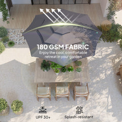 Outsunny 3-Tier Garden Parasol with Solar LED Lights, UPF 30+, Tilt Mechanism & Crank Handle, for Market Terrace, Dark Grey