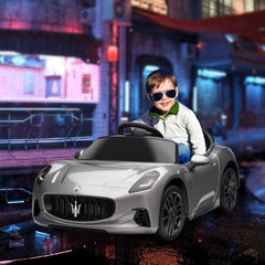 AIYAPLAY 12V Maserati Gran Turismo Folgore Licensed Kids Electric Car with Remote Control, Soft Start, Grey