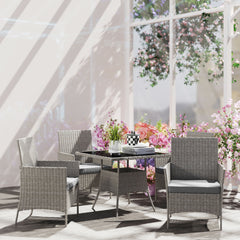 Outsunny Five-Pieces Rattan Dining Set - Light Grey