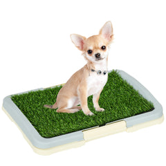 PawHut Puppy Training Pad, Indoor Portable Puppy Pad, with Artificial Grass, Grid, Panel, Tray, 46.5 x 34cm