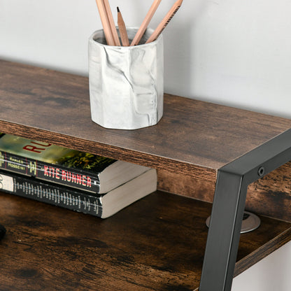 HOMCOM Writing Desk Computer Table Home Office PC Laptop Workstation Storage Shelf 100L x 45W cm Rustic Brown