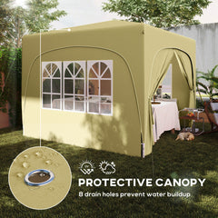 Outsunny 3 x 3m Pop-Up Gazebo Shelter, with Accessories - Sand